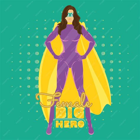 Premium Vector Isolated Female Superhero Cartoon On Halftone