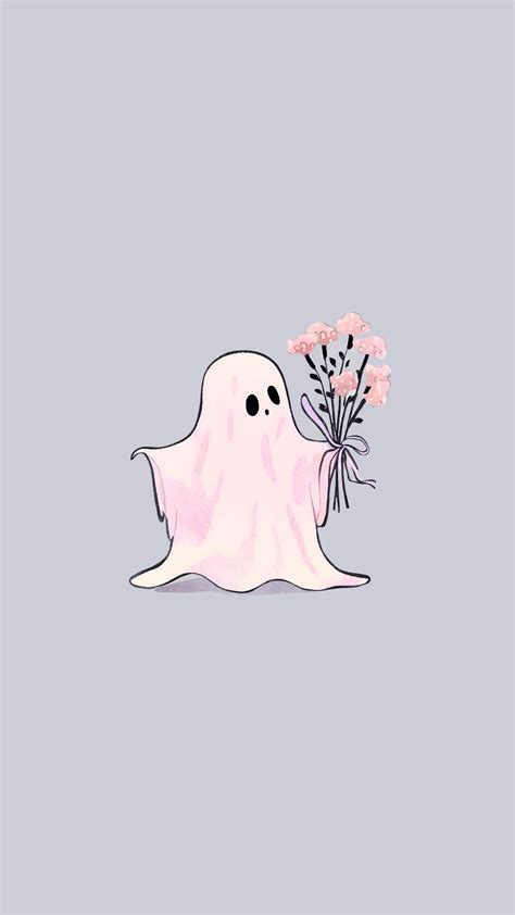 100 Cute Halloween Phone Wallpapers 🎃pastel Pink Floral Ghost