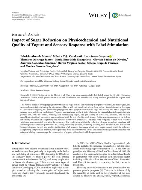 Pdf Impact Of Sugar Reduction On Physicochemical And Nutritional