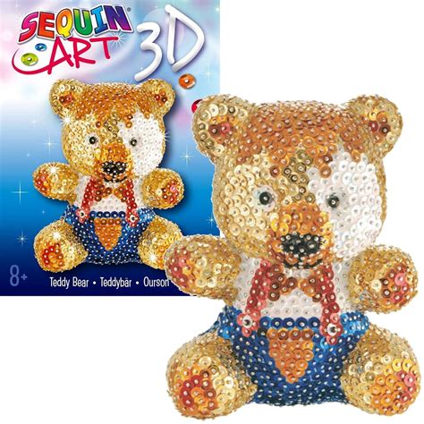 Cekinowa Figurka Mi D Teddy Bear Zestaw Kreatywny Sequin Art