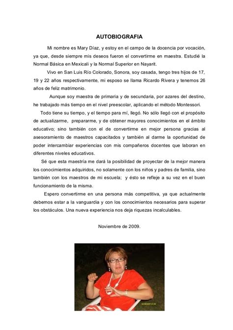 Ejemplo De Autobiografia Para Niños De Primaria Web Del Maestro