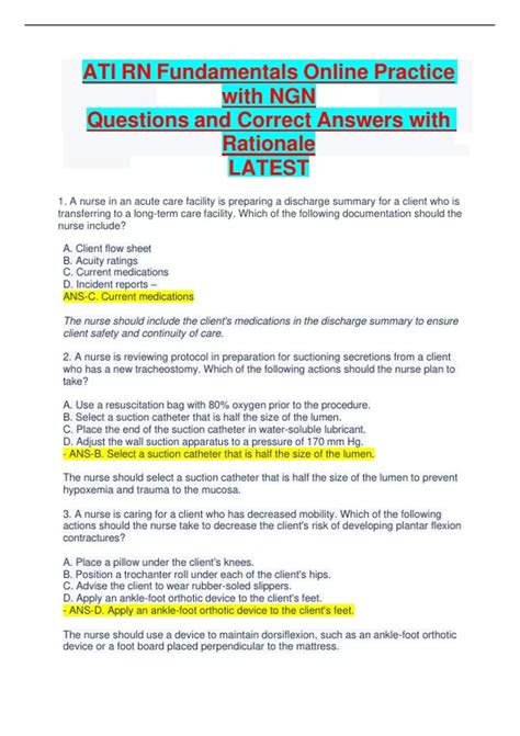 2024 ATI RN Fundamentals Online Practice With NGN Questions And Correct