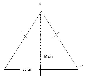 Segitiga sama sisi memiliki sisi 20 cm dengan tinggi 15 cm, berapakah ...