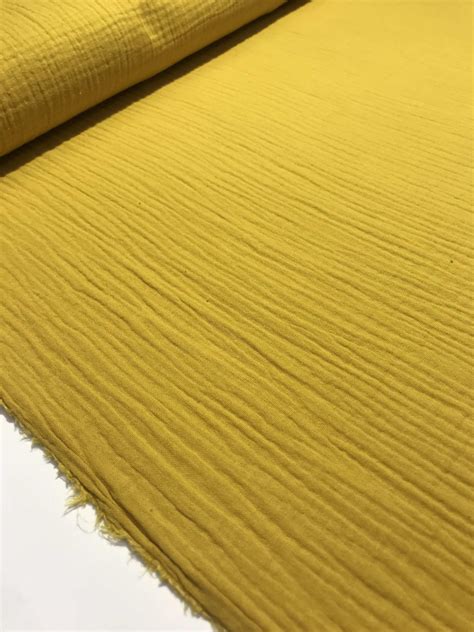 Tissu Double Gaze Coton Ocre Jaune Papin Tissus Int Rieur