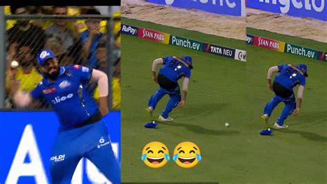 Rohit Sharma S Pants Come Off While Fielding During Mi Vs Csk Ipl