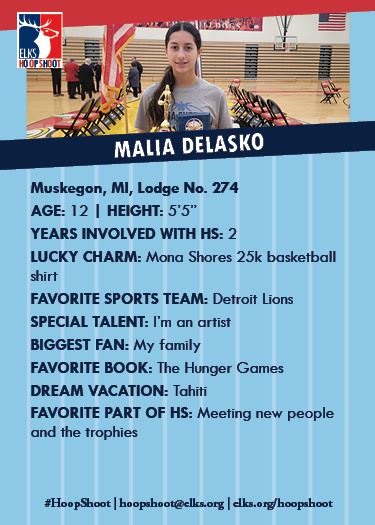 Malia Delasko Elks Hoop Shoot