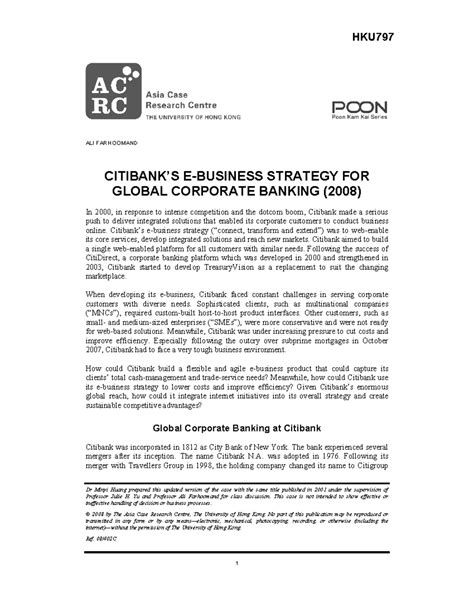 Citi Banks EBusiness Strategy for Global Corporate Banking 2008 - Dr