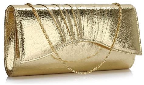 Lse Gold Metallic Clutch Bag