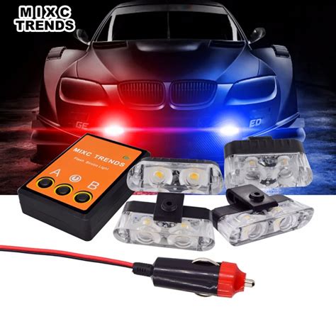 Pcs V Led Emergency Flashing Lights Police Red Blue Amber Car Strobe