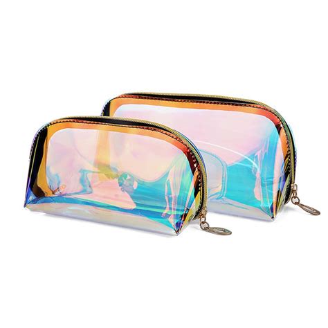 Amazon Holographic Makeup Bag Set 2PCS Iridescent Cosmetic Bag