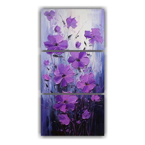 Pintura En Lienzo De Flores En Colores Morado Y Negro Decocuadros