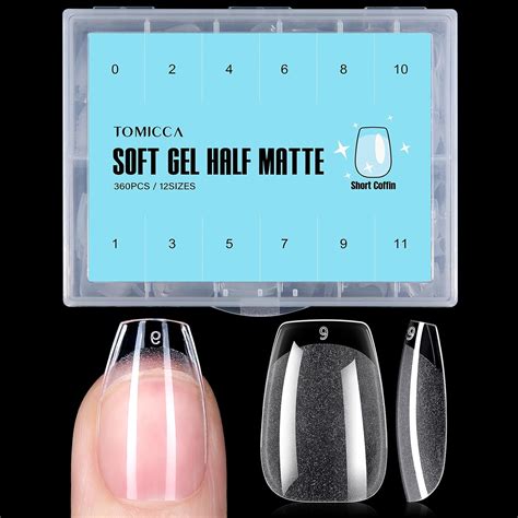 Amazon Tomicca Short Coffin Nail Tips Sizes Soft Gel Nail Tips