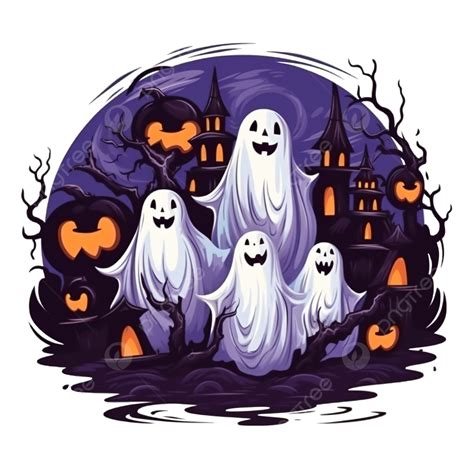 シーンの幽霊がいるお化け屋敷ハロウィーンのイラストイラスト素材透過、pngフリー画像ダウンロード Pngtree