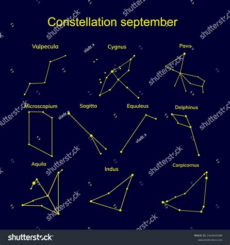 Constellations Months September On Blue Background Stock Vector ...