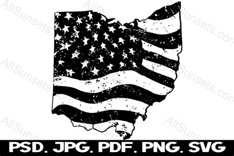 Ohio American Flag Grunge Distressed Svg Grafik Von Sunandmoon