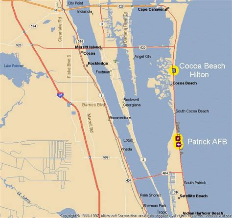 CAMEX3 COCOA BEACH to PATRICK AFB, FL. MAP