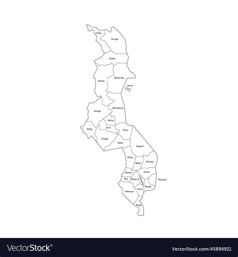 Malawi Political Map Of Administrative Divisions Vector Image