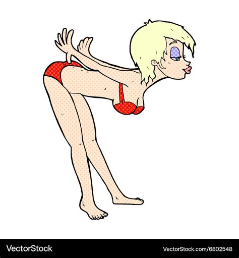 Comic Cartoon Pin Up Girl In Bikini Royalty Free Vector