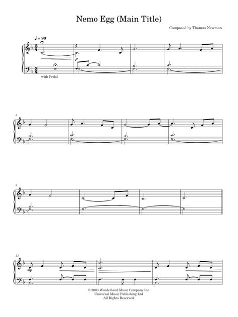 Play Official Version Of Nemo Egg Sheet Music By Thomas Newman For Piano