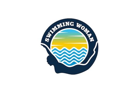 Premium Vector Swimming Logo Design Template With Woman Swimmer