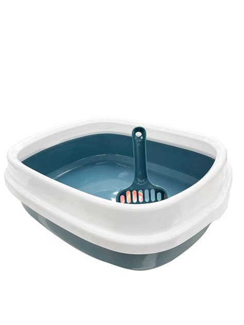 Petential Large Cat Litter Tray Blue