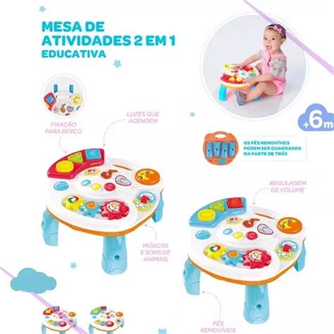 Mesa De Atividades Didática Mesinha Educativa Bebê Pimpolho