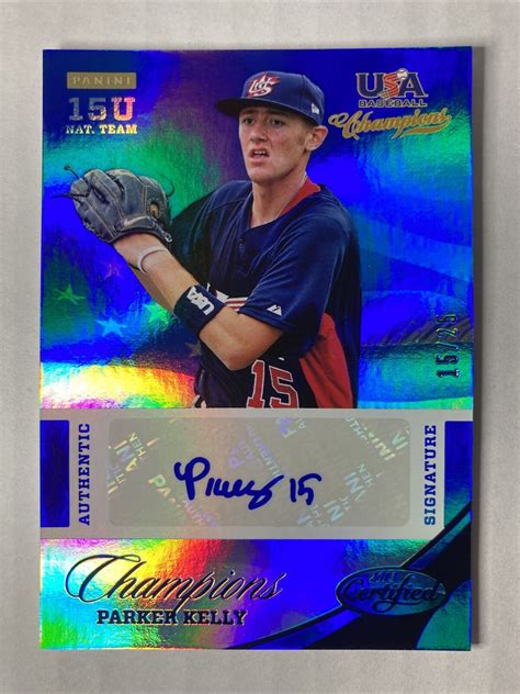 2013 Panini USA Baseball Champions 54 Parker Kelly Mirror Blue 25