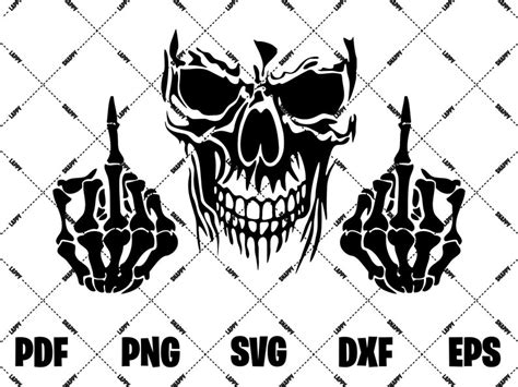 Fuck You Skull Middle Finger SVG PNG Middle Finger Black Vector