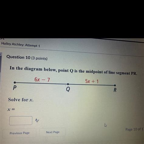 In The Diagram Below Point Q Is The Midpoint Of Line Segment Pr X