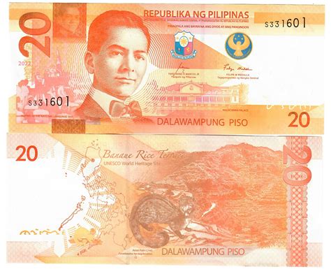 Philippines 20 Piso 2022 (2023) UNC (yellow seal 2023) – Davenport ...