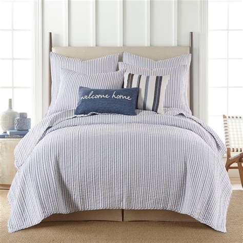 Levtex Home Tobago Stripe Blue Quilt Set Cotton Levtex Home