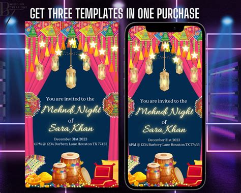 Editable Dholki Sangeet Mayoun Mehndi Haldi Invitation Card Digital Wedding Invites Etsy