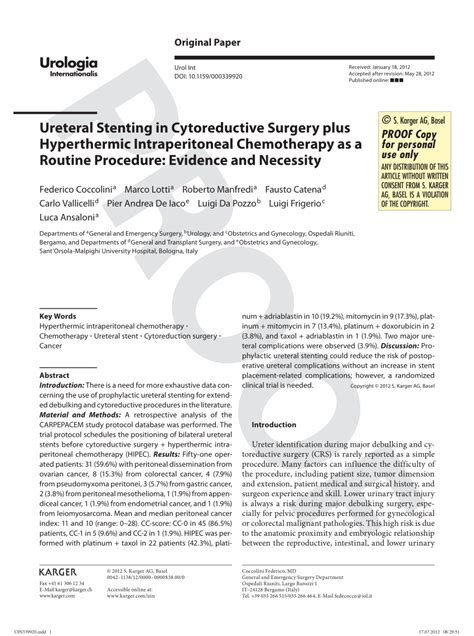 (PDF) Ureteral Stenting in Cytoreductive Surgery plus Hyperthermic ...