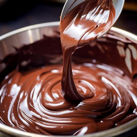 Premium AI Image A Spoon Is Pouring Chocolate Into A Bowl