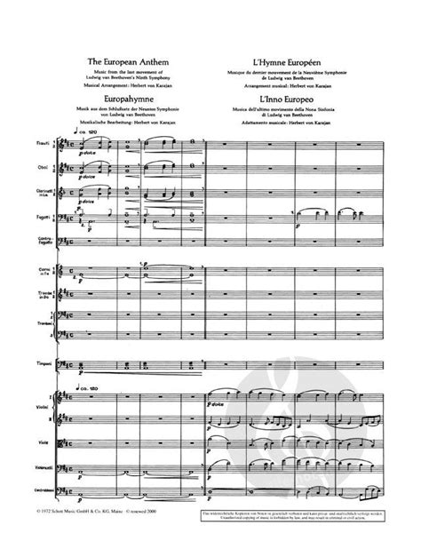 Europahymne Von Ludwig Van Beethoven Orchester Noten Partitur