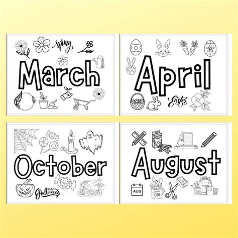 Months of the year Printable Coloring Sheets - helloprintable.com