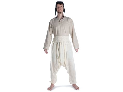 Medieval Harem Pants Tantris Made Of Cotton Beige Black Hemad Garb