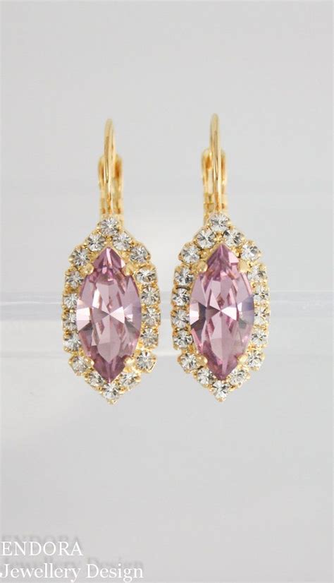 Swarovski Light Amethyst Crystal Earrings For Lilac Wedding