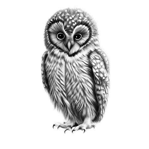 Cute Fluffy Baby Owl Full Body Graphic Creative Fabrica