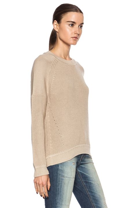 Vince Engineered Rib Cotton Sweater In Cashew FWRD