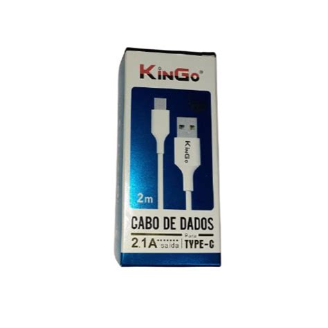 Cabo Usb Tipo C 2 1a V8 Kingo 2 Metros Branco BeeCost