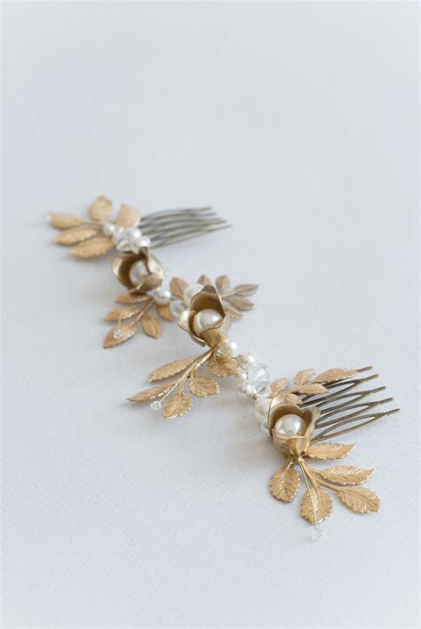 Gold Bridal Hair Comb Gold Wedding Headpiece Bridal Etsy