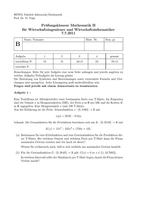 Klausur Summer Fragen Htwd Fakult At Informatik Mathematik