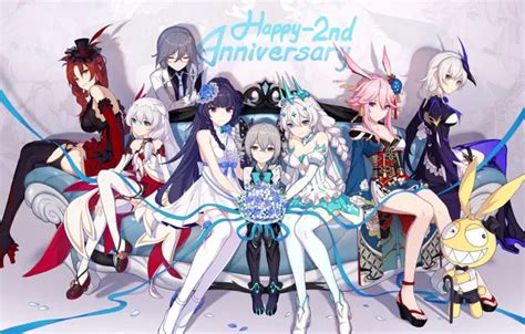 Скачать обои девушки игра группа аниме персонажи Honkai Impact 3rd