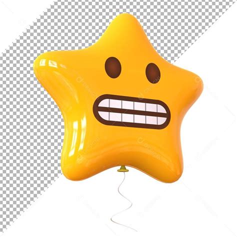 Emoji 3D Reação Careta forma de estrela Elemento Para Composição PSD