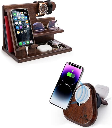 Teslyar Wood Phone Docking Station Ash And Triangular Wood