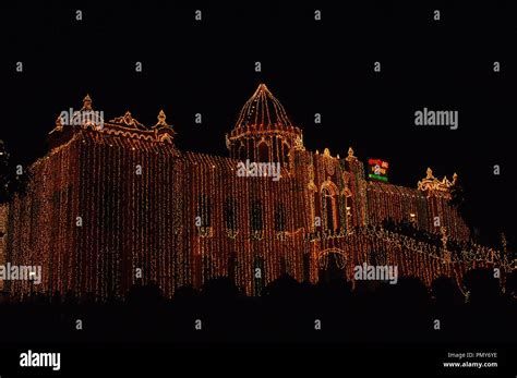 Dhaka, Bangladesh - November 29, 2008: The night view of ahsan manzil. Ahsan Manzil was the ...