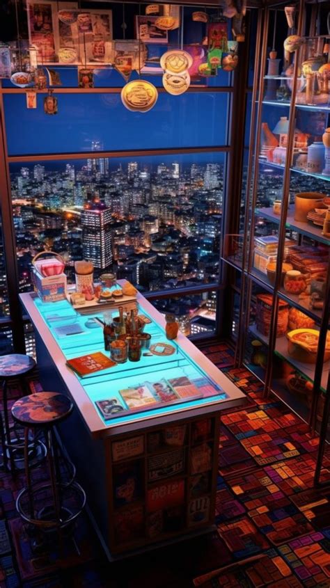 High Ceiling Cyberpunk Kitchen