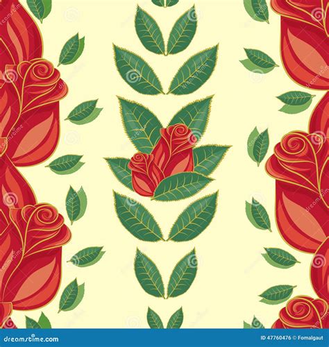 Seamless Pattern Red Roses Stock Vector Illustration Of Arrangement