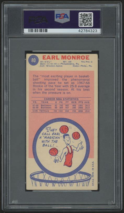 Earl Monroe Signed Topps Rc Inscribed Hof Psa